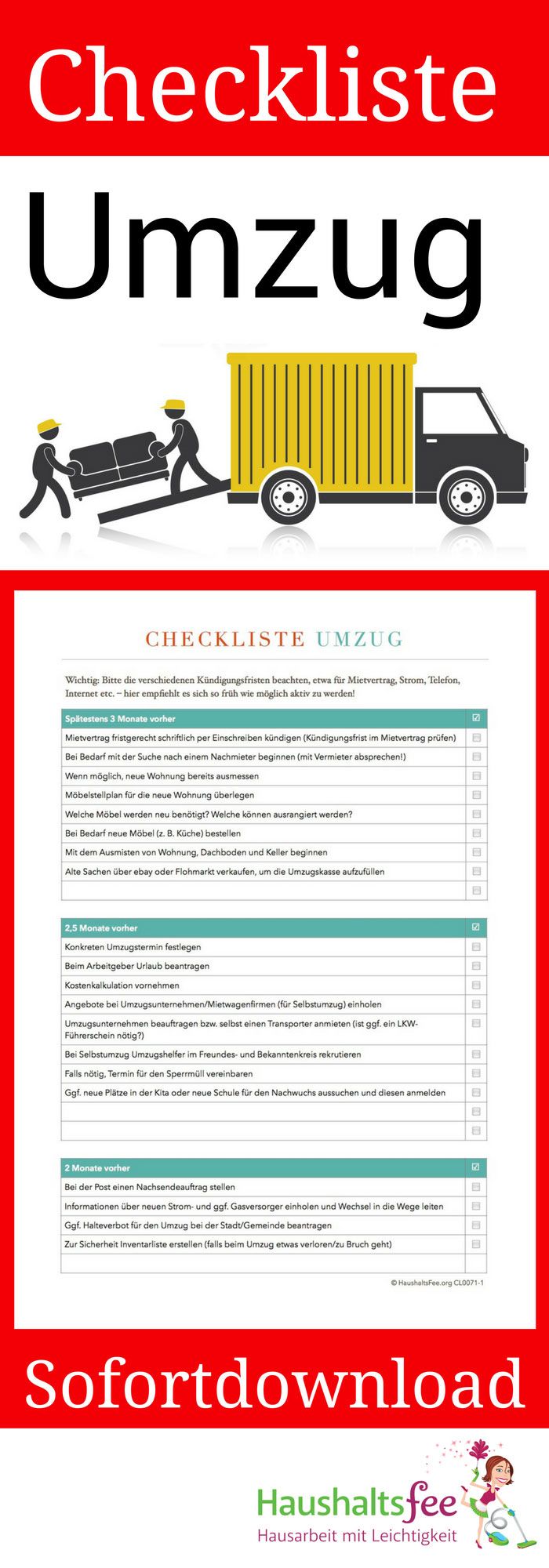 Checkliste Umzug – 89 Dinge, die beachtet werden müssen. Lade die hier die Ch...