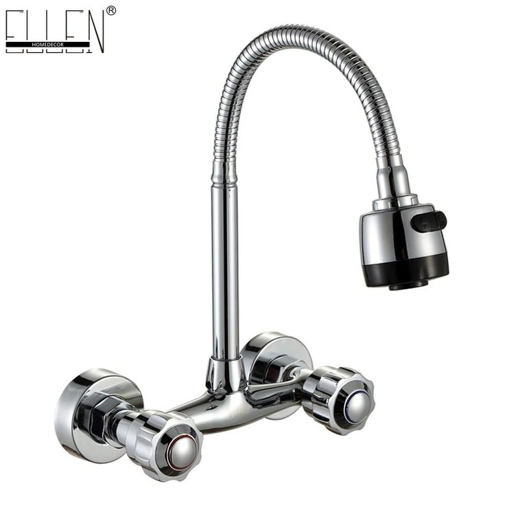 Wall Mounted Kitchen Faucet Hot and Cold Water Mixer Crane ...