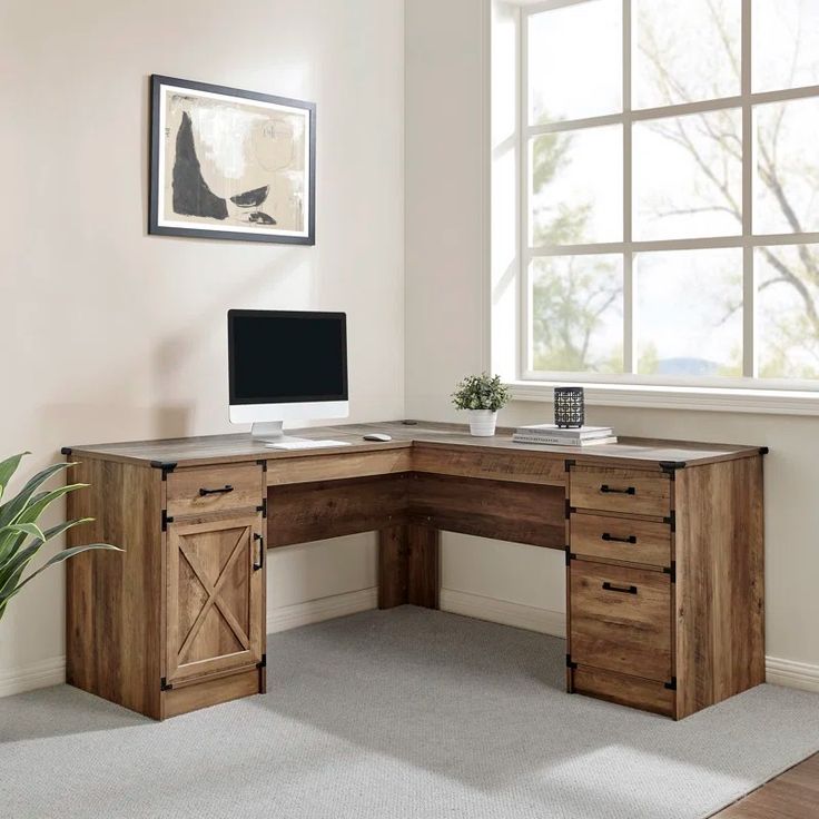 Nguyen L-Shape Executive Desk in 2024 | L shaped executive desk