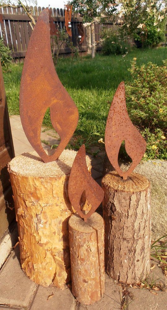 Weihnachten Garten Flamme Edelrost Dekoration Advent Metall Kerze