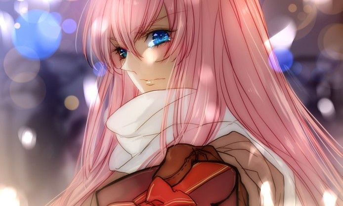 Anime girl with dark pink hair