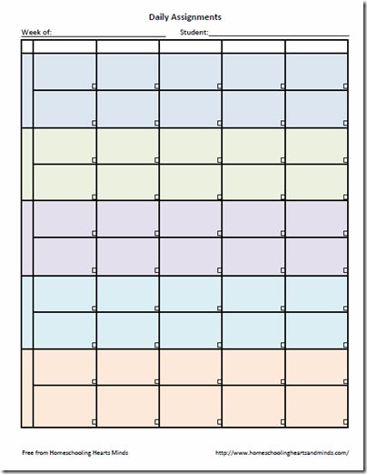 weekly assignment template