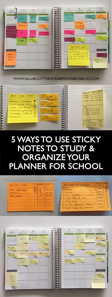 Planner organization: 5 Ways to use sticky notes for school or college