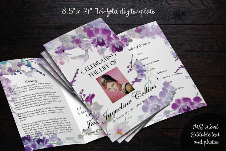 diy printable 8 5x14 tri fold funeral program memorial memorial program template
