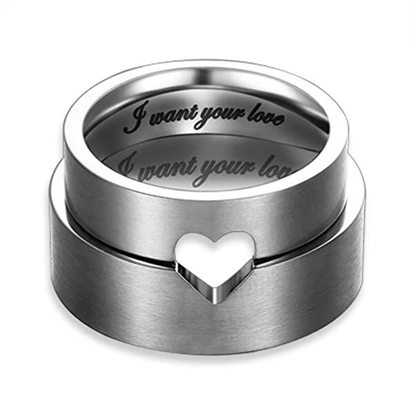 GiftsWithThought His & Her's 8MM/6MM 316L Stainless Steel Classic Dome Shape Shiny Wedding Band Ring Set GiftsWithThought His & Her's 8MM/6MM 316L Stainless Steel Classic Dome Shape Shiny Wedding Band Ring Set