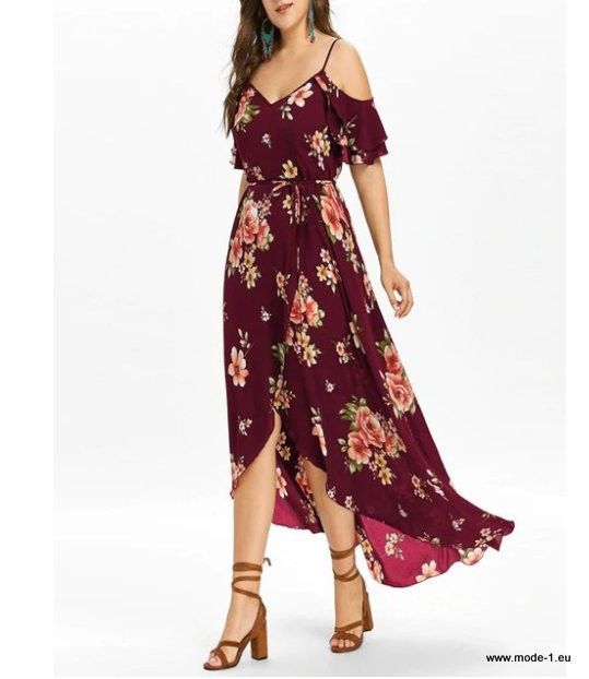 Maxi Kleider Sommerkleid Sommer Damen Frauen Cocktail Party Kurzarm Blumendruck