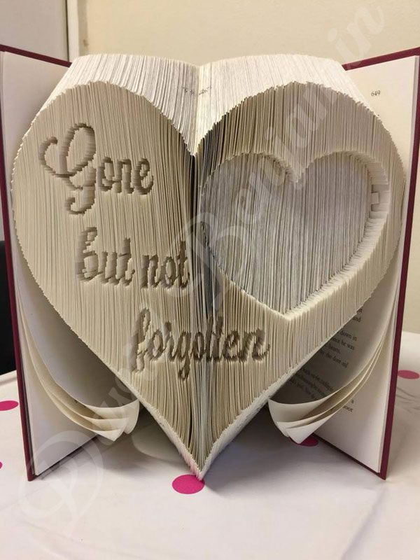 diy folded book art heart