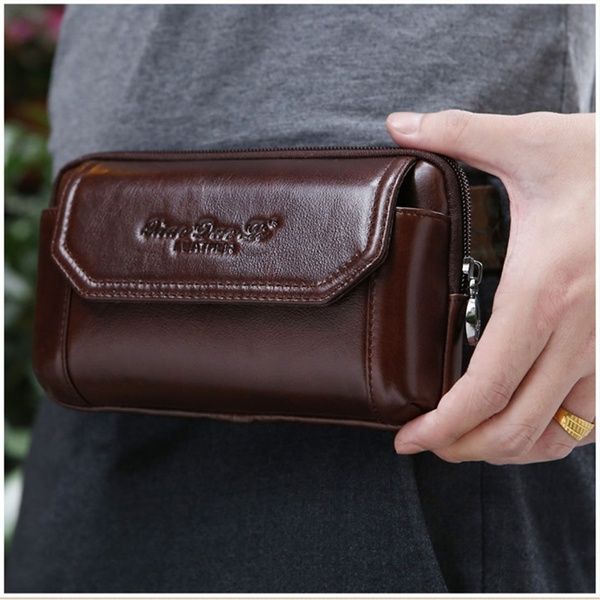 Men Leather Waist Pouch Bag Cell Phone Case Wallet Skin Belt Purse Pocket Pack