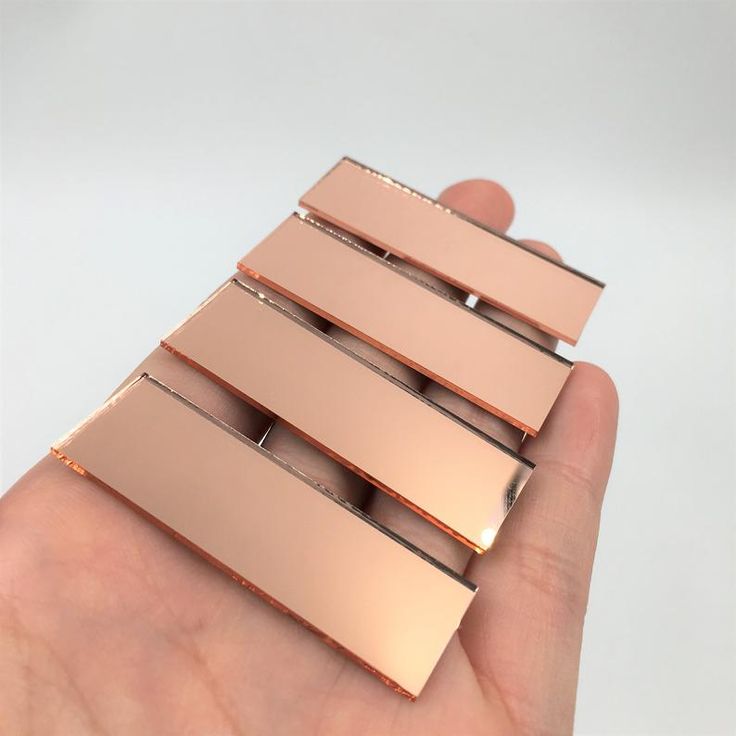 Rectangular 3 8 X 2 Rose Gold Small Glass Mosaic Tile Mirror Colored Rose Gold Small Glass, Colored Mirror Glass Mosaic