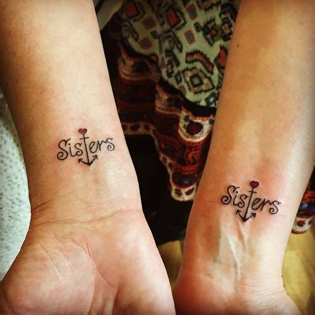 two people with matching tattoos on their arms that say sister and sister's day