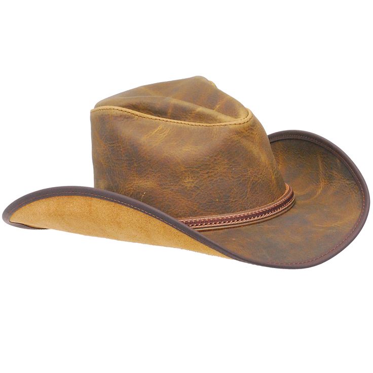 Jamin Leather Honey Color Pull-Up Leather Western Hat w//Woven Hat Band #H304N