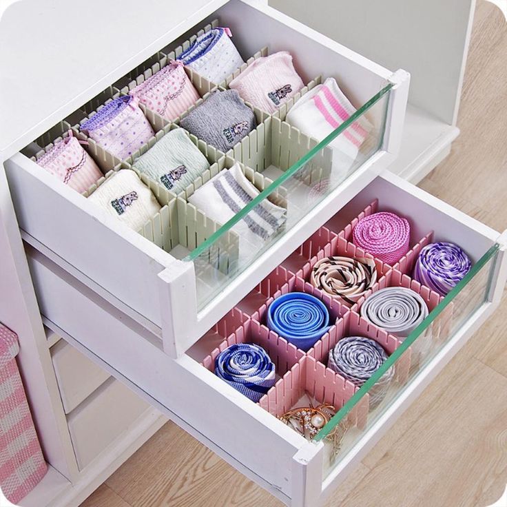 Set of 4 Cabinet Organizer Beige Drawer Divider YASSUN Wardrobe Underwear Storage Box Bra and Underwear Socks Tie