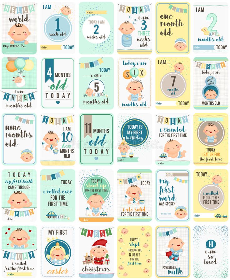 Baby Boy Milestone Cards. A vector of cute baby boy milestone cards , 