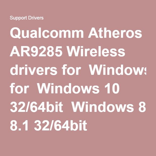Download Qualcomm Atheros wireless driver