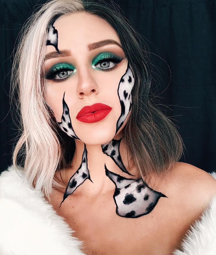Cruella Darling 🖤🐾 We ❤ this #Halloweenmakeup by Sadie Shill using our V...