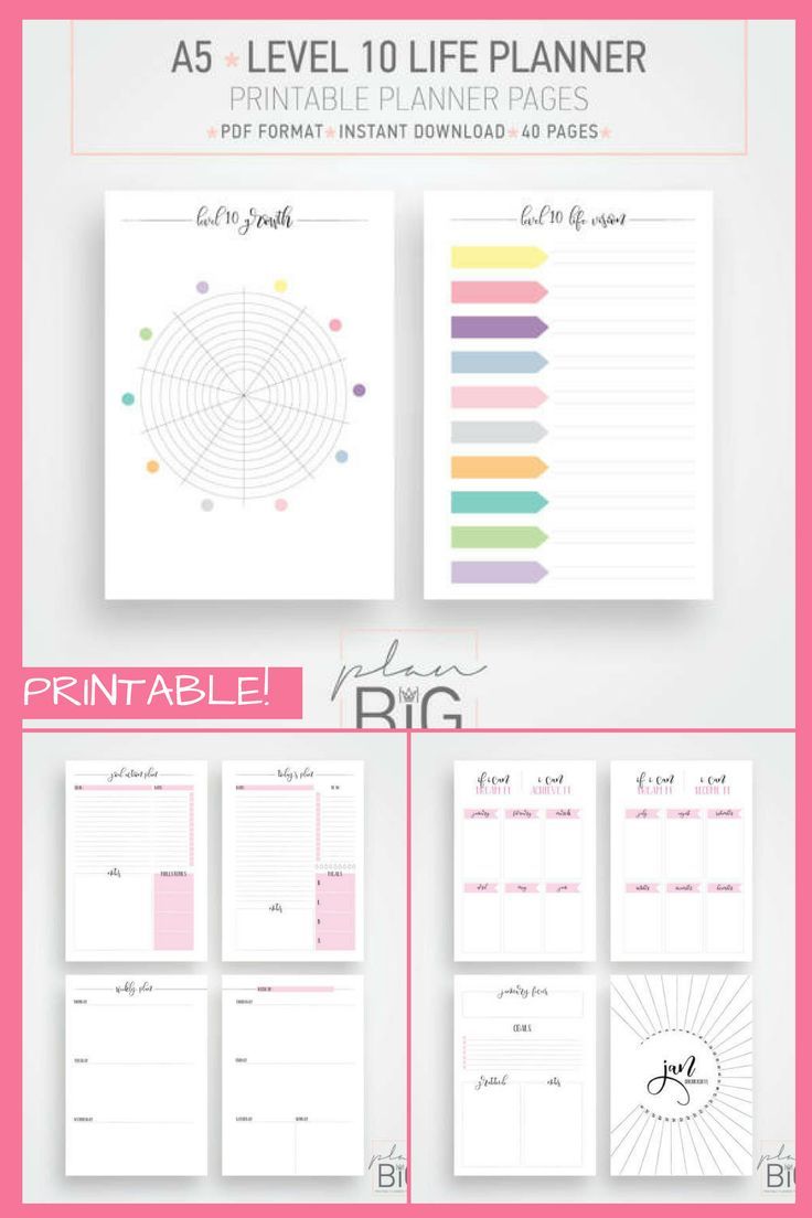 A5 Planner Printable Planner New Year Planner Resolutions Planner