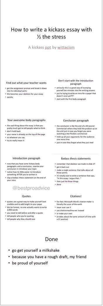 How to write an essay keep handy this college degree! And switch the milkshake for something red that rhymes with swine!