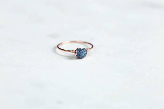 September Birthstone Ring Gold Ring Raw Sapphire Ring Raw Stone Raw Crystal Ring Delicate Ring Sapphire Engagement Ring Dainty Ring
