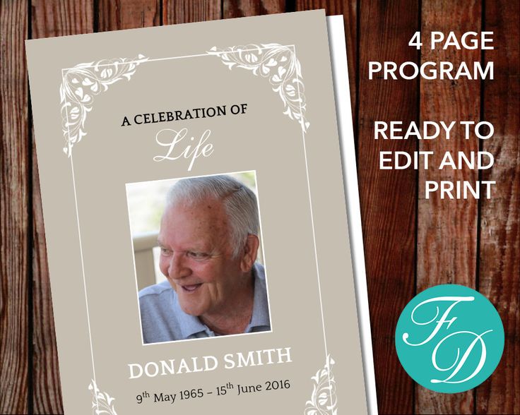 Funeral program template, order of service, memorial programs, memorial service (Flora) by FuneralDesigns on Etsy