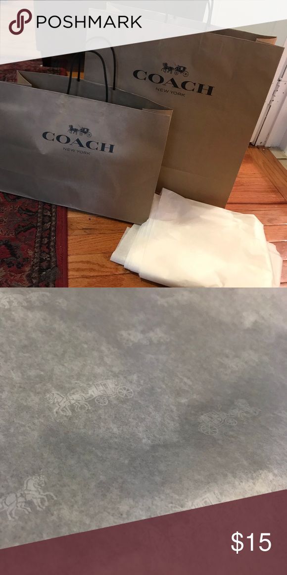Coach shopping bags one Large one medium w/paper | Coach shop, Shopping