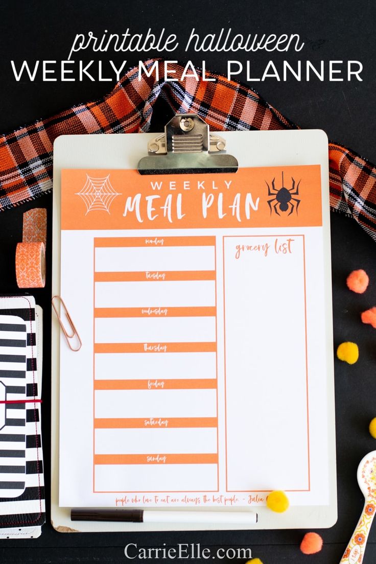 Printable Weekly Meal Planner for October halloweenprintable Printable Weekly Meal Planner for October halloweenprintable