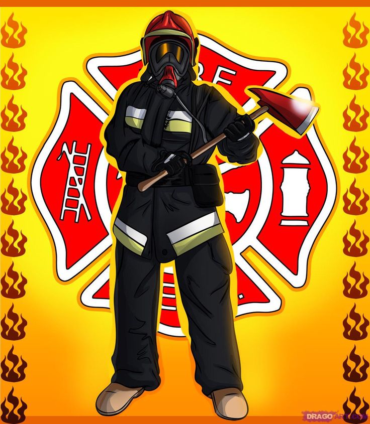 how to draw a fireman firefighter