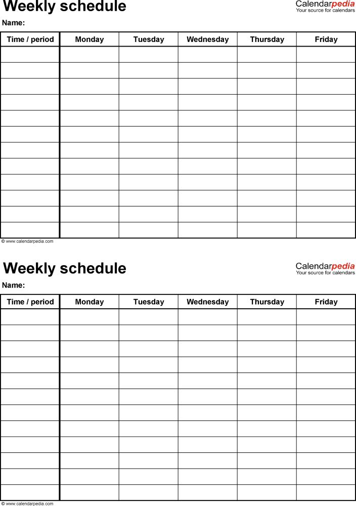 blank weekly chart template