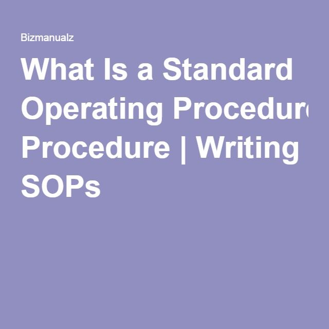 writing standard operating procedures writing standard operating procedures