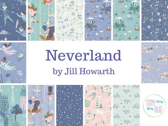 MAIN BLUE NEVERLAND RILEY BLAKE fat quarter 100/% COTTON FABRIC PETER PAN