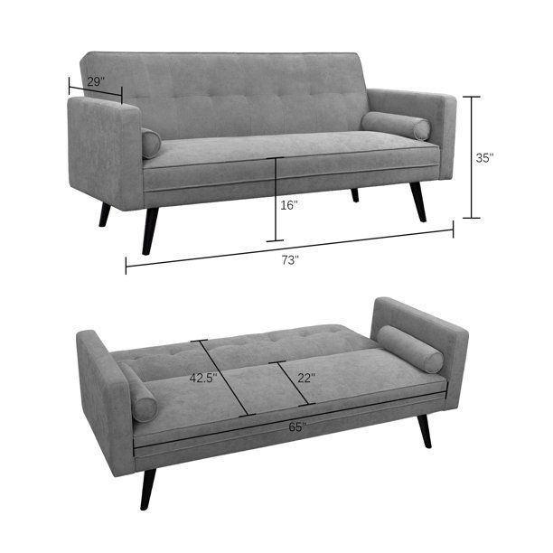 Victal Mid Century Sofa Linen Fabric Futon Sofa Bed For Living Room And Office Gray Walmart Com Futon Sofa Futon Sofa Bed Futon