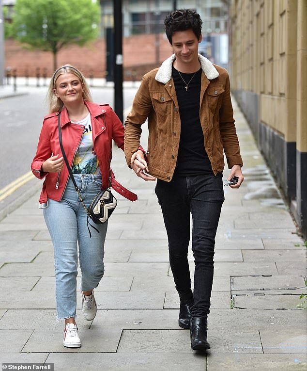 Corrie S Lucy Fallon Is Joined By Boyfriend Tom Leech At Show Print T Shirt Red Jacket Fashion
