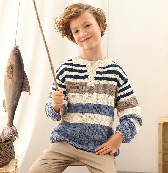 Modèle Phil Coton 4 Modèles Enfant Phildar | Tricot Gratis patroon | Phil Coton 4 van Phildar | herentrui