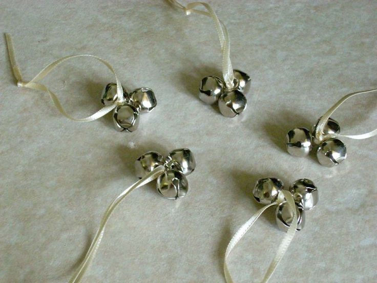 14 Best Wedding Images On Pinterest Bouquets Set Of 20 Wedding Bell Favors Satin Ribbon Clover Shaped Jingle Bells Many Colors Available Silver