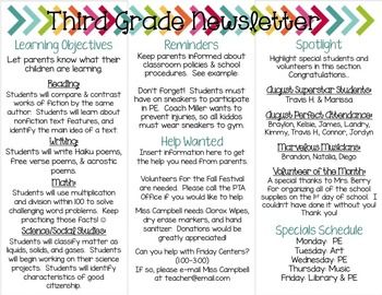 classroom newsletter template