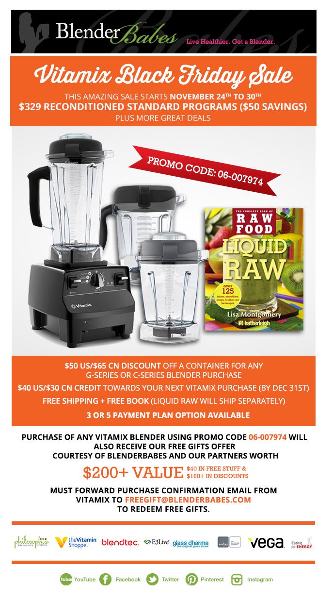 Vitamix Sale for Black Friday Starts Early! November 24 Cyber Monday