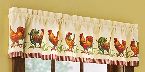 Chicken Rooster Country Farmhouse Farm Animal Kitchen Window Valance Decor