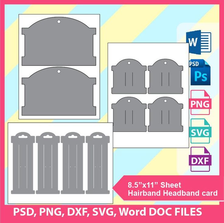Headband and Hairbow Display Cards SVG Moños para el