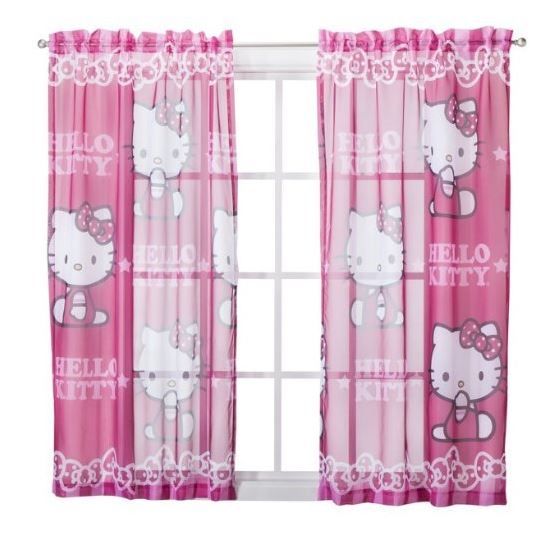 hello kitty sheer window curtains | hello kitty bedroom | hello