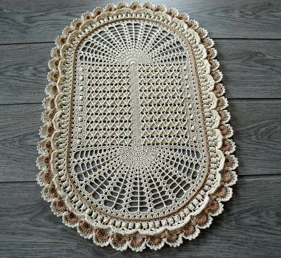 oval cream crochet doily