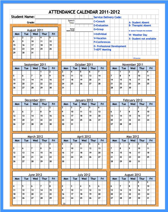 employee attendance calendar 2018