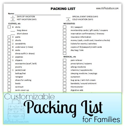pack list template