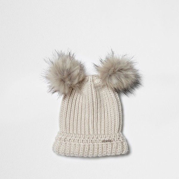 cream bobble hat womens