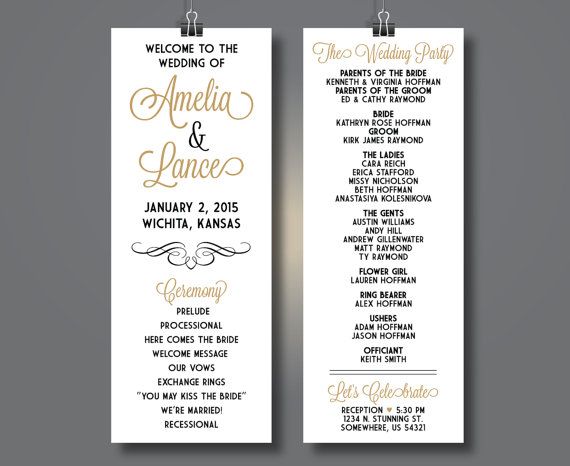 8 Best Church Images On Pinterest Wedding Receptions And Elegant Tea Length Wedding Program Vertical By Simpleandstunning2 With Lavanderia Font