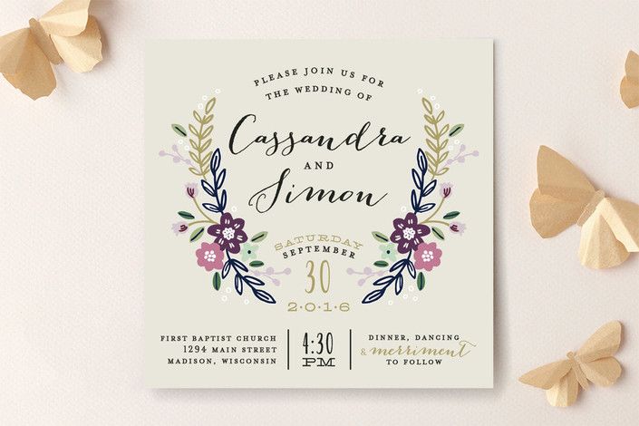Wildflower Crest Purple Wedding Pinterest Invitations Wildflower Crest Purple Wedding Pinterest Invitations And