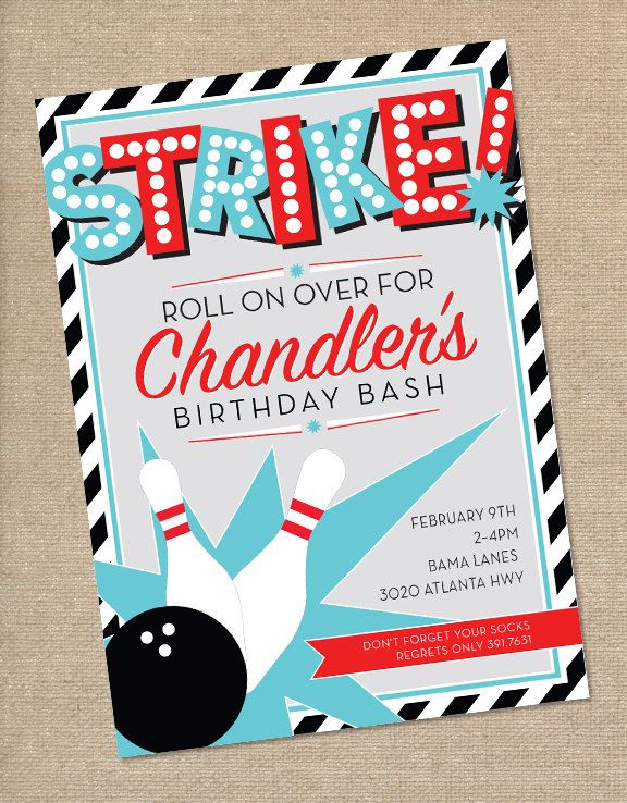 bowling birthday party invitation bowl o rama pinterest