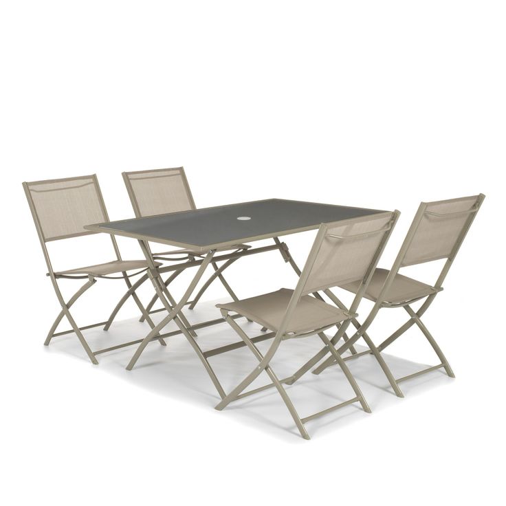 Exceptional Chaise De Jardin Alinea #2: Table De Jardin Avec Ses 4 Chaises Pliantes Taupe - Tegal - Les Tables De Jardin Exceptional Chaise De Jardin Alinea #2: Table De Jardin Avec Ses 4 Chaises Pliantes Taupe - Tegal - Les Tables De Jardin