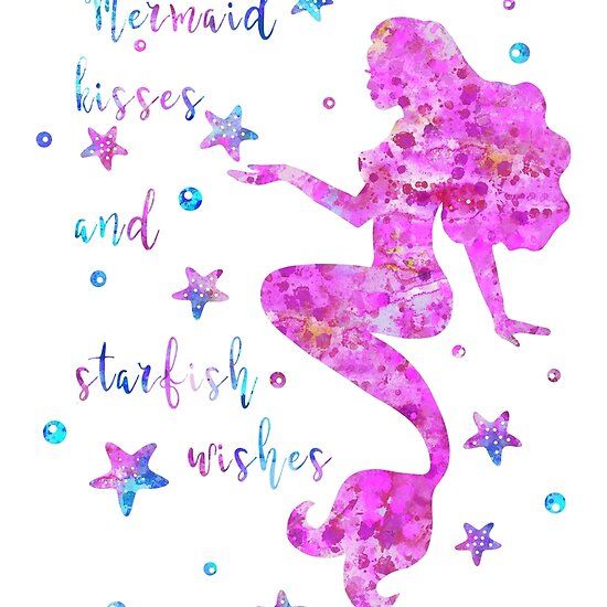 Mermaid Kisses Starfish Wishes Mermaid poster, Watercolor mermaid Mermaid Kisses Starfish Wishes Mermaid poster, Watercolor mermaid