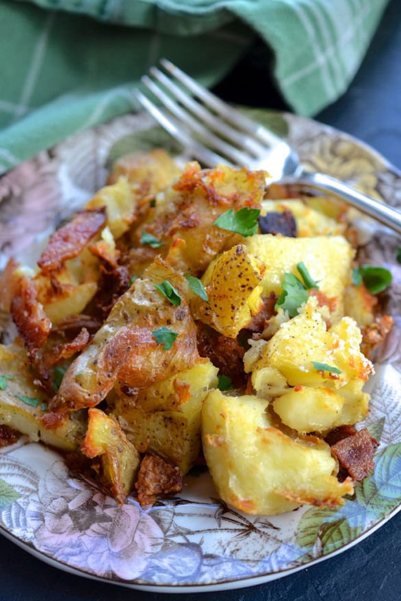 Smashed Potatoes with Bacon and Herbs Smashed Potatoes with Bacon and Herbs