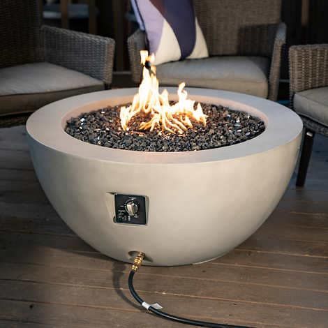 Faux Concrete Gas Fire Pit Firepit Pits Faux Concrete Gas Fire Pit, Round 46 Hudson Stonetm Gas Fire Pit Kit