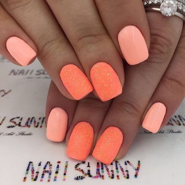 The Glittered Peach Nail Idea. Peach hues and glitter makes the perfect summer combo. Nail Designs, Square Nails, Nail Colors, Nails Inspiration, Nail Polish Colors, Peach Nails, Cute Acrylic Nails, Dipped Nails, Pretty Nails